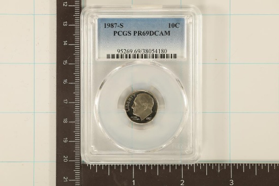 1987-S ROOSEVELT DIME PCGS PR69 DCAM