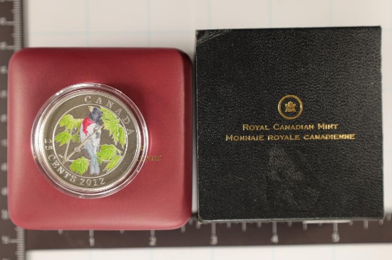 2012 CANADA COLORIZED 25 CENT COIN, ROSE-BREASTED