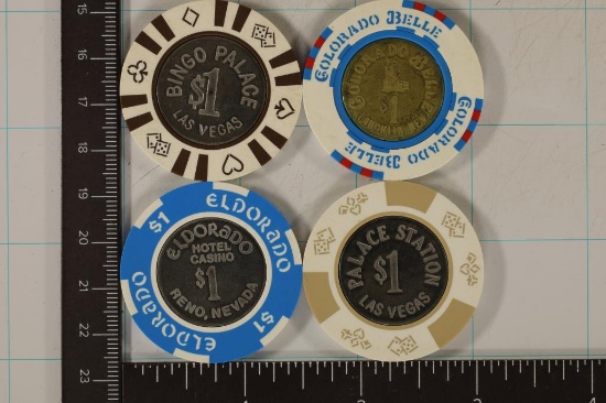 4-$1 CASINO GAMING CHIPS WITH INSERT: BINGO