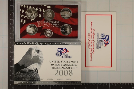 2008 SILVER US 50 STATE QUARTERS PROOF SET IN BOX