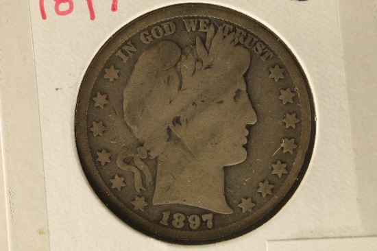 1897 SILVER BARBER HALF DOLLAR VERY GOOD