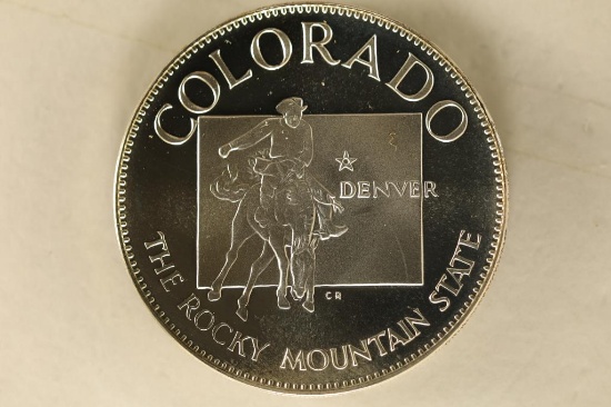 .46 OZ. PROOF STERLING SILVER COLORADO STATE ROUND