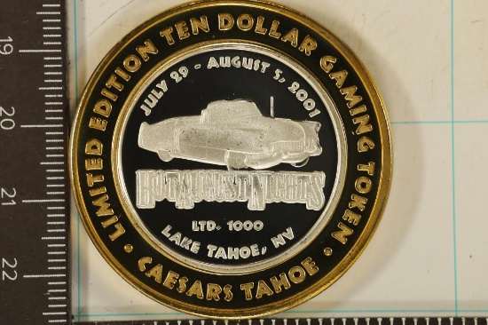 CASINO $10 SILVER TOKEN (UNC) "HOT AUGUST NIGHTS''