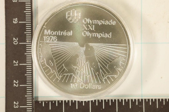 1976 CANADA SILVER $10 UNC OLYMPIC COIN 1.4453 OZ