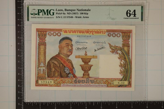 BANK OF LAOS 100 KIP BILL. PMG 64 CHOICE UNC