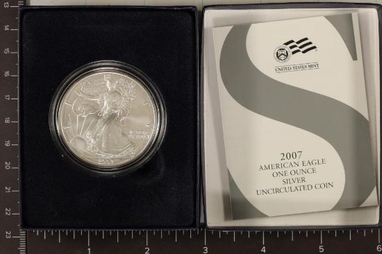 2007-W AMERICAN SILVER EAGLE.  UNC IN ORIGINAL US