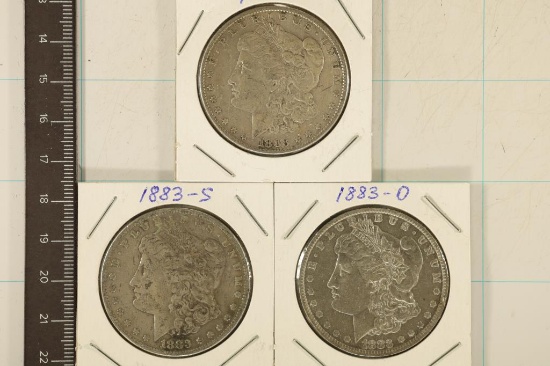 1883, 83-S & 1883-O MORGAN SILVER DOLLARS