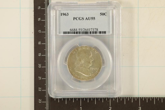 1963 SILVER FRANKLIN HALF DOLLAR PCGS AU55