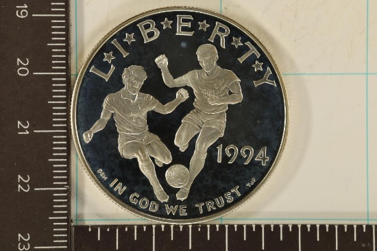 1994-S US PF SILVER DOLLAR "SOCCER" IN HARD