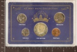 1966 NO MINT MARK US 5 COIN BRILLIANT UNC SET IN