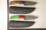 2 DAMASCUS STEEL FIXED BLADE KNIVES: 8