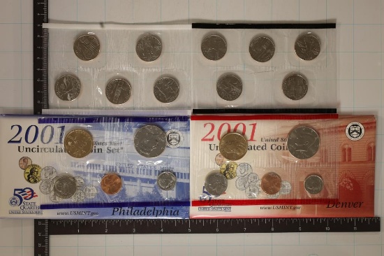 2001 US MINT SET (UNC) P/D (WITH ENVELOPE)