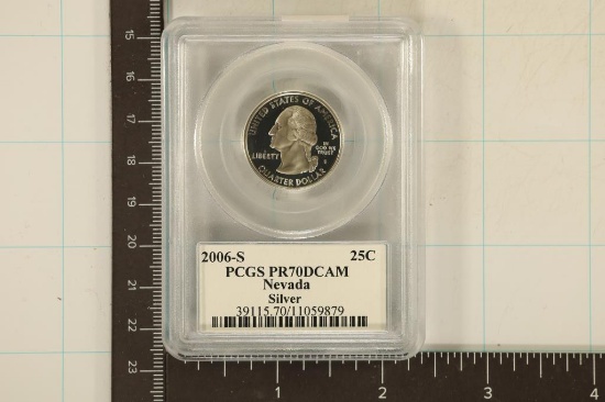2006-S SILVER NEVADA QUARTER PCGS PR70 DCAM