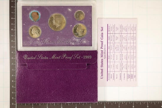 1989 US PROOF SET (WITH BOX) CORRODED CENT