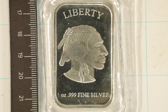 1 TROY OZ .999 FINE SILVER PF INGOT "INDIAN /