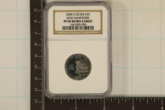 2000-S SILVER NEW HAMPSHIRE QUARTER NGC PF69