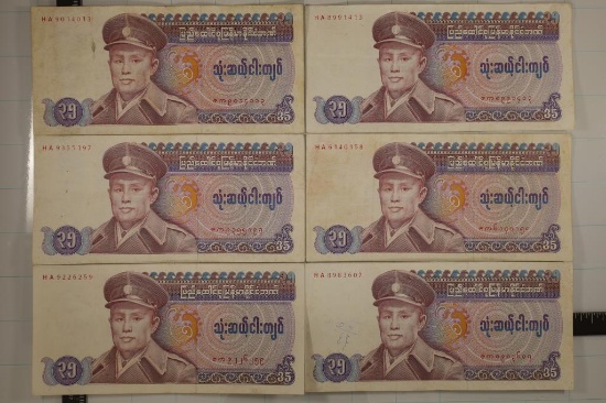 6-BURMA 35 KYAT BILLS