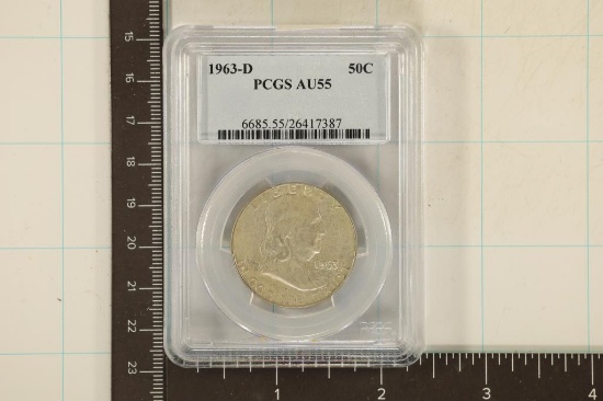 1963-D SILVER FRANKLIN HALF DOLLAR PCGS AU55