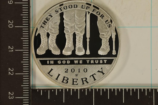 2010-W US PROOF SILVER DOLLAR "AMERICAN VETERANS