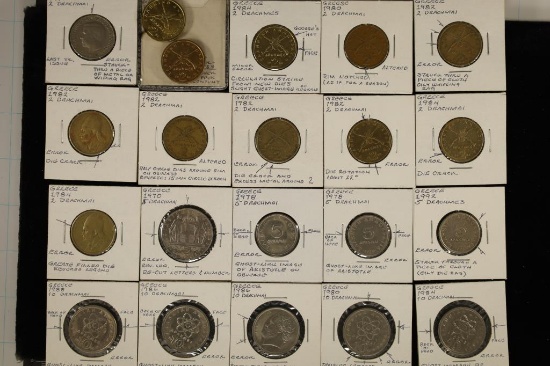 ERRORS-21 GREECE ERROR COINS: 1970-1992, INCLUDES