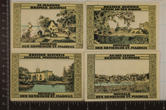 1921-GERMAN NOTGELDS: 2-25'S AND 2-50'S ALL CU