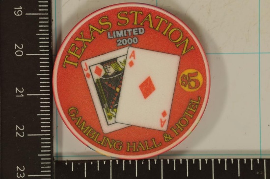 $5 TEXAS STATION CASINO CHIP. 1995 IT'S A WINNING