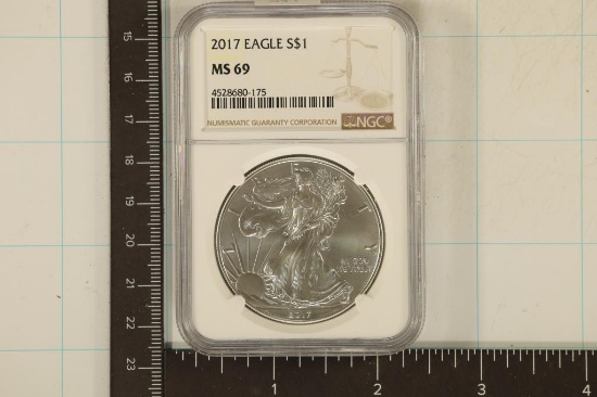 2017 AMERICAN SILVER EAGLE NGC MS69 1 OZ. SILVER