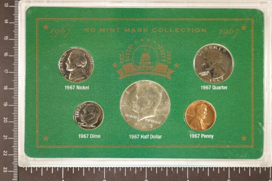 1967 NO MINT MARK 5 COIN UNC SET.  INCLUDES 40%