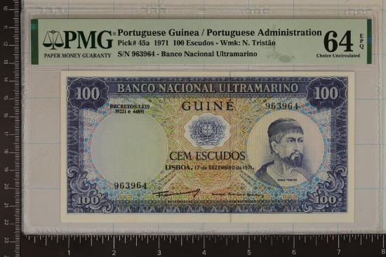 1971 PORTUGUESE GUINEA 100 ESCUDOS WMK: N.
