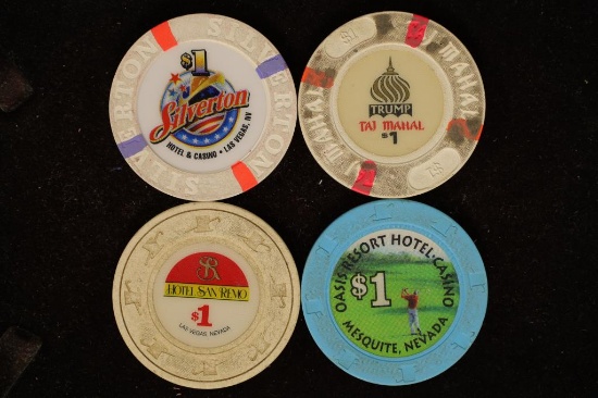 4 PLASTIC $1 CASINO GAMING TOKENS: SILVERTON,