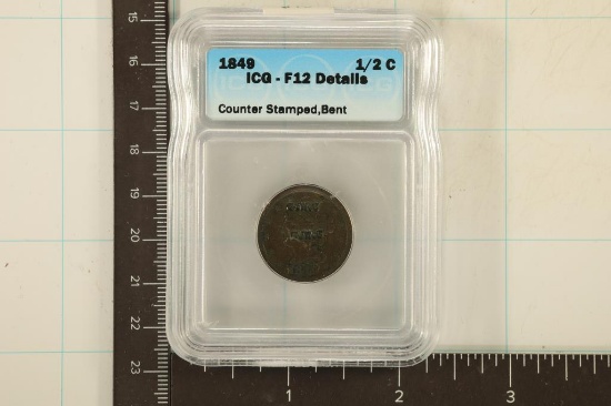 1849 US HALF CENT ICG F12 DETAILS COUNTER
