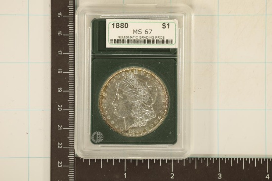 1880 MORGAN SILVER DOLLAR IN A SLAB CLAIMING MS67