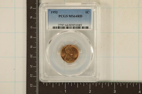 1952 LINCOLN WHEAT CENT PCGS MS64RD