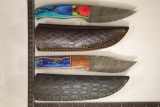 2 DAMASCUS STEEL FIXED BLADE KNIVES: 8