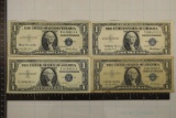 4 $1 SILVER CERTIFICATES: 1935E, 35-F, 1957 & 57-A