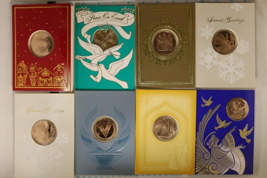 8 FRANKLIN MINT HOLIDAY CARDS WITH 1 1/2"