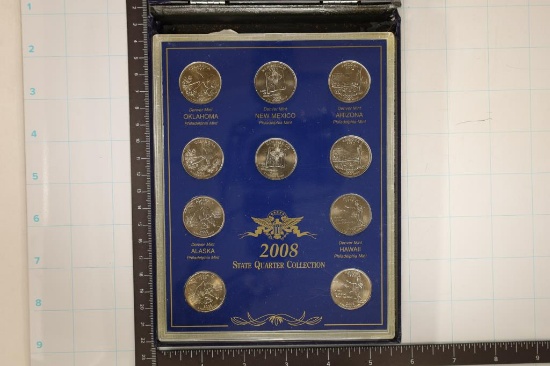 2008-P&D STATE QUARTER 10 COIN SET IN BLUE