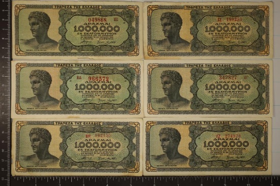 6-1944 GREECE 1 MILLION DRACHMAI BILLS