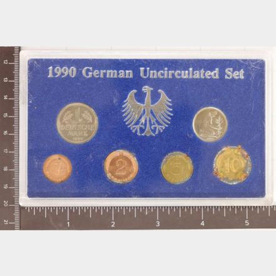 1990 GERMAN 6 COIN UNC SET WITH VIRDIGRIS