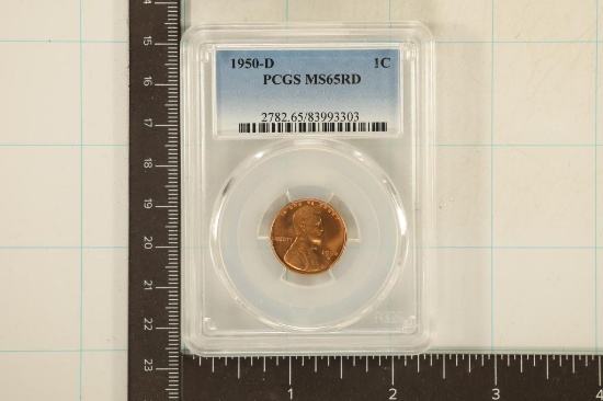 1950-D LINCOLN WHEAT CENT PCGS MS65RD