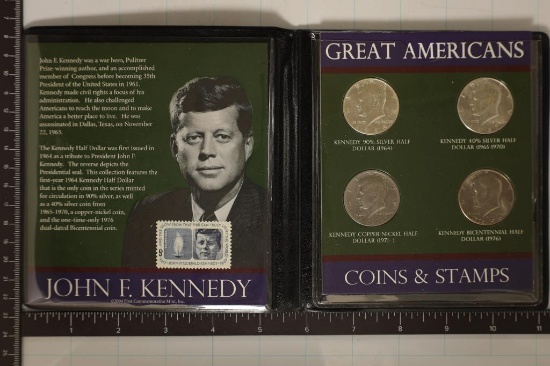 4 COIN JFK SET WITH UNCANCELLED US 5 CENT STAMP