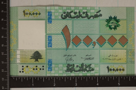 BANK OF LIBAN 100,000 LIVRES CRISP UNC COLORIZED
