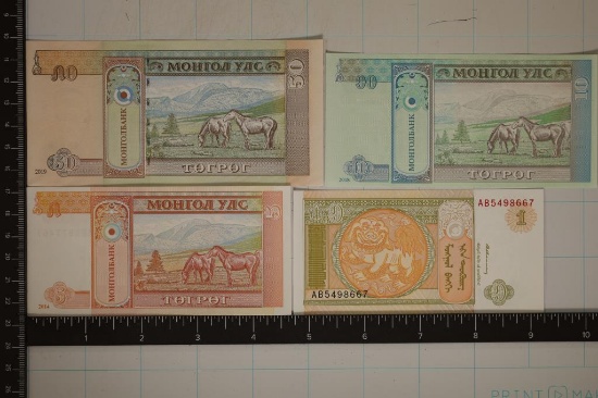 4-MONGOLIA TOR POR BILLS: 1, 1-2014-FIVE TOR POR,
