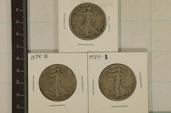 1934-P/D/S SILVER WALKING LIBERTY HALF DOLLARS