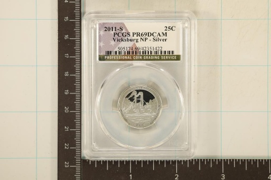 2011-S SILVER VICKSBURG N.P. QUARTER PCGS PR69