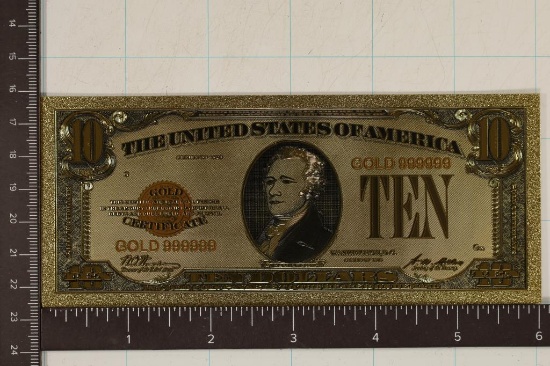SERIES 1928 GOLD FOIL US $10 FANTASY BILL CU