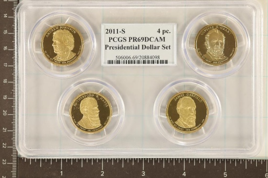2011-S PRESIDENTIAL DOLLAR 4 COIN SET PCGS PR69
