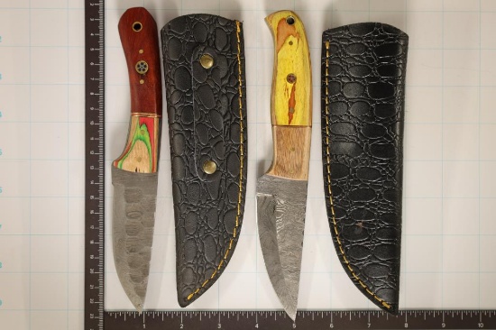 2-DAMASCUS STEEL HUNTING KNIVES: 8" & 8.25"