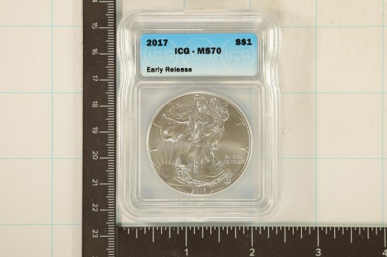 2017 AMERICAN SILVER EAGLE ICG MS70 EARLY RELEASES