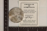 2010 AMERICAN SILVER EAGLE. BU WITH CERT